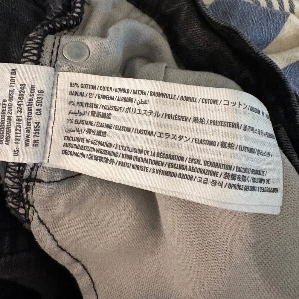 Abercrombie‎ & Fitch Black Skinny Jeans Men 28x28 (Tag 28x30) Stretch Slim A&F